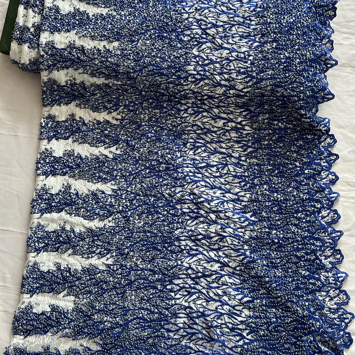 White embroidered tulle , with royal embroidery and pearls - Master