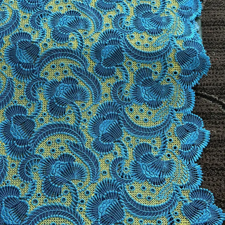 Lemon, torquoise and royal blue guipure - Master