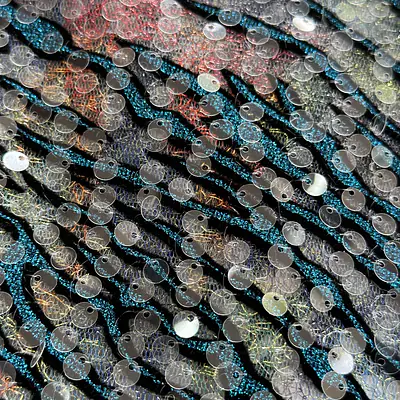 Torquoise foil stamped chantelle with clear sequins  primary image