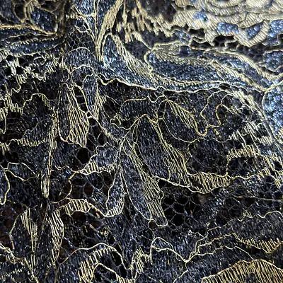 Navy blue and gold lurex , French Chantelle lace. primary image